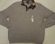 NWT Men's 2XL Tasso Elba Cloudy Heather Supima Cotton Pullover Sweater 1/4 Zip