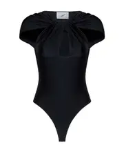twist-front cut-out bodysuit XL,L Black