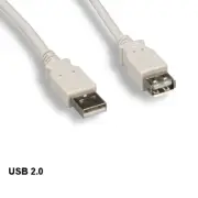Kentek 15ft USB 2.0 Type A Extension Cord Cable MF 28AWG Data Sync Charge Beige
