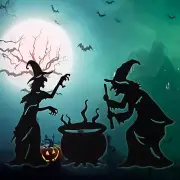 Witch Silhouette Yard Halloween Spooky Decorations with Cauldron,Set of 3