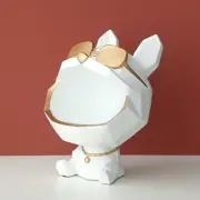Cool French White Bulldog sit Butler Décor Tray Big Mouth Dog Statue Storage Box