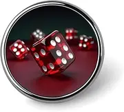 [FZMVSQH] Red Dice Printed Round Button Pin Badges Metal Pinback Buttons 1 Inch Pins for Hat Shirt Clothing Bags Decoration