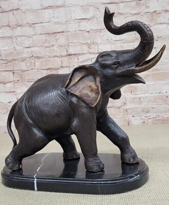 BRONZE VIENNA ELEPHANT STATUE AUSTRIAN FIGURINE ART DECO MARBLE BASE FIGURE GIFT