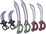 Yardwe 6 Pcs Inflatable Pirate Knife Swords Pirate Costume Sword Inflatable PVC