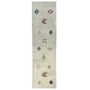 Handmade (2'5" x 8'3") Ivory Southwestern Style Oriental Gabbeh Wool Runner Rug