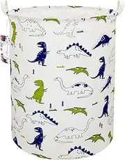 19.7" Large Sized Waterproof Foldable Canvas Laundry Hamper Bucket with Handles for Storage Bin,Kids Room,Home Organizer,Nursery Storage,Baby Hamper (Polychrome Dinosaurs)