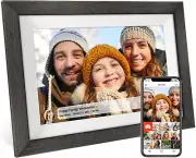 Frameo 10.1 Inch Digital Picture Frame Wifi Smart Digital Photo Frame Wood IPS H