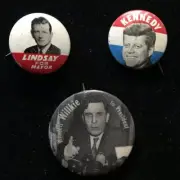 JFK Kennedy Linsday Wendell Willkie Authentic Vintage Campaign Pins President