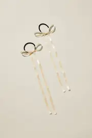 [Rubi] Rubi - 2Pk Poppy Hair Bows - Ecru OS ECRU