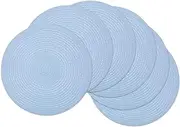 SHACOS Round Braided Placemats Set of 6 Round Table Mats for Dining Tables 15 inch (Light Blue, 6)