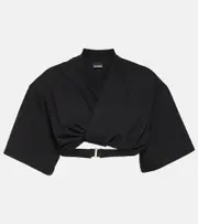 [Jacquemus] Jacquemus Le T-Shirt Bahia Court cotton crop top UK 12 black