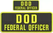 DOD FEDERAL OFFICER embroidery patches 4x10 And 2x5 hook yellow letters