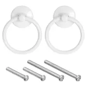 2Pcs Round Ring Pulls Drawers Knobs White for Dresser Cupboard Wardrobe