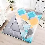 Japanese Cotton Futon Mattress Encasement Double Zipper Machine Washable Mattress Protector Large (35x75 inches)