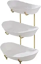 Generic Tiered Fruit Bowl Serving Bowl Set Multipurpose Portable Fruit Basket Serving Tray for Bread Vegetables Family Reunions Hotel, Three Layers Gold