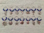 6 Pc Wine Glass Charm Set Nautical Sealife Beach YOU CHOOSE CHARMS & BEAD COLORS