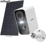 2K Security Camera 5200mAh Battery Night Vision WiFi Wireless Solar Panel CCTV
