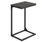C-Shaped End Table, Side Table for Sofa, Couch with Metal 1 Misty Gray + Black