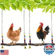 Bird Perch Toy, Natural Wooden Stand for Chick, Handmade Chicken Coop Swing f
