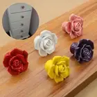 Retro Ceramic Flower Cabinet Knobs Drawer Cupboard Wardrobe Door Pull Handles