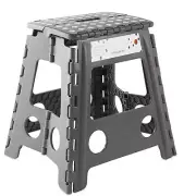 16" Folding Plastic Step Foot Stool with Handle - Gray