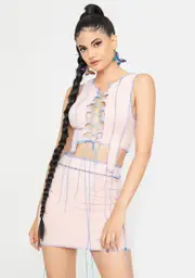 Blush Moment Of Silence Contrast Stitch Skirt Set