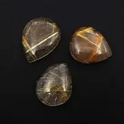Natural Golden Rutile Quartz Pear Cabochon 21*26-23*29 MM 77 CT 3 Pcs