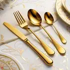 16 Piece Gold Silverware Set for 4, Eleven Formula Stainless Steel Flatware S...