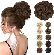 MORICA 1PCS Messy Hair Bun Hair Scrunchies Extension Curly Wavy Messy Synthetic Chignon for women Updo Hairpiece(Color:8#)