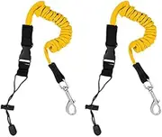 Kayak Paddle Leash 2 Pack Safety Tool Lanyard Kayak Accessories Stretchable Coiled Rod for Kayak and Paddles Yellow