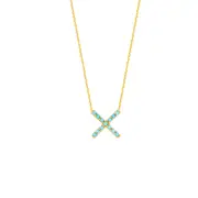 14K Yellow Gold X Pendant Necklace, 16" To 18" Adjustable