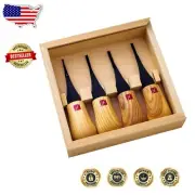 Ready-to-Use Mini-Palm Carving Tools with Carbon Steel Blades in Wood Box