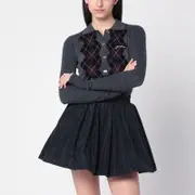[GANNI] Grey polo with wool diamonds M Grey