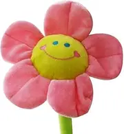 Plush Flower Bendable Stems Colorful Stuffed Flowers Plush Toy Durable Plush Daisy Flower Bouquet with Happy Smiley Face Toy Flower Sunflower Plushie Gift for Kids Baby Girl Toddlers (Pink)