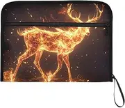 YMXFXP Expandable Filing Folder Deer Flame Black, 13-Pocket Funny Cute Design with Sticky Labels, A4 Letter Size Document Organizer for Office, School, Boys, Girls
