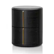 Leonard 46cm Round Bedside Table - Black