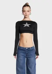 [Edikted] Starlight Open Back Rhinestone Crop Top