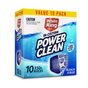 White King 10pk 50g Power Clean In-Cistern Bleach & Blue Blocks
