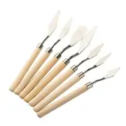 Wooden Stainless Spatula Palette Oil Painting Mixing Scraper Artist Craft Tool