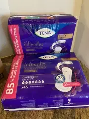 New Tena Intimates Extra Coverage Overnight Incontinence Pads 45 Count x 2 = 90