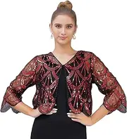 [BESTORI] Women's Sequins Shawl Wraps Beaded Elegant Cardigan Evening Cape Glitter Bridal Bolero Shrug