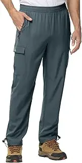 [TBMPOY] Men's Hiking Pants Quick Dry Lightweight Elastic Waist Wind Outdoor Causal Pants with 5 Pockets