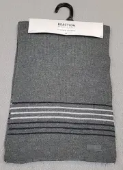 Kenneth Cole Reaction Mens Lightweight Scarf Winter Warm Grey Logo One Size NEW