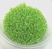 SIZE 8/0 ~ OLIVINE LUSTER ~ 28 Grams ~ LOOSE GLASS SEED BEADS LOT
