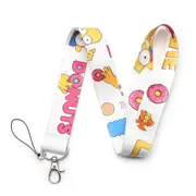 Design 1 Piece Top Quality Anime ID Holder Lanyard Cute Cartoon Simpson Mobile Phone Strap Keychains Lanyard for Keys