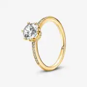 *BRAND NEW* Pandora Gold Plated Clear Sparkling Crown Solitaire Ring 168289C01