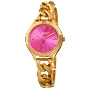 Women's August Steiner AS8222YGPK Three Hand Quartz Movement Link Bracelet Watch