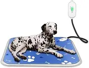 Thermal Protection Heated Dog Cat Pad Electric Pet Heating Bed Mat Waterproof Fireproof Even Heat Smart Timer Chew Bite Scratch Resistant Pad (Blue 45*70cm)