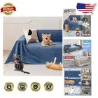 Stylish Waterproof Sofa Cover - Anti-Scratch Cat Protector 118"x71" in Navy Blue