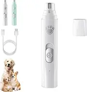 Furrybasics Silent Paw Pro, 2-Speed Rechargeable Pet Nail Trimmer, Waterproof and Easy to Clean, for Cats and Dogs, Prevents Accidental Nicks (White)